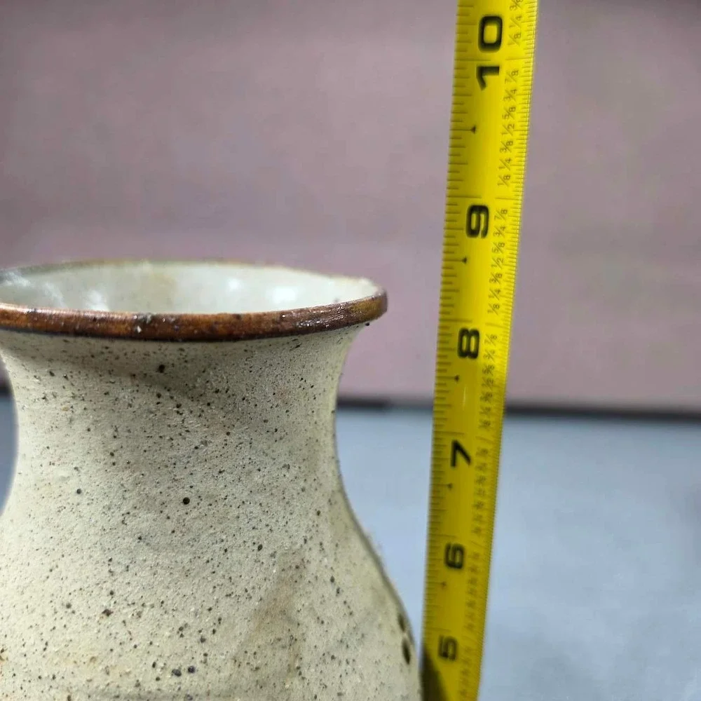 Ken Edwards Pottery Vase Tan Good Bird Floral Tonala Mexico